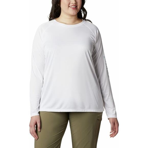 Columbia Women's Plus Size PFG Tidal Tee II Long Sleeve T Shirt White 2X - Picture 7 of 8